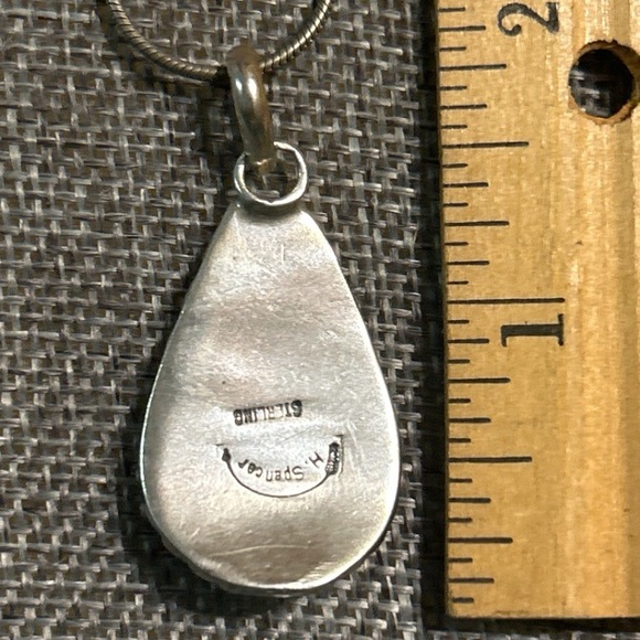 Harry Spencer Navajo Native American Sterling Silver Turquoise Pendant - Picture 2 of 4